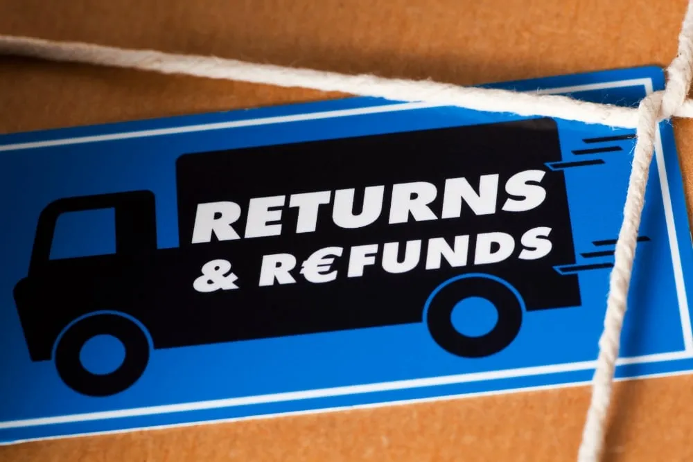 package with a return sticker